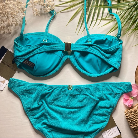 Vix π Aqua Underwire Firenze Taylor Bandeau Bikini Top | Fany Full Bottom πποΈ - Picture 4 of 8